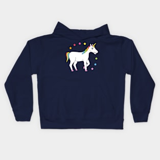 Cute Rainbow Unicorn with stars Kids Hoodie